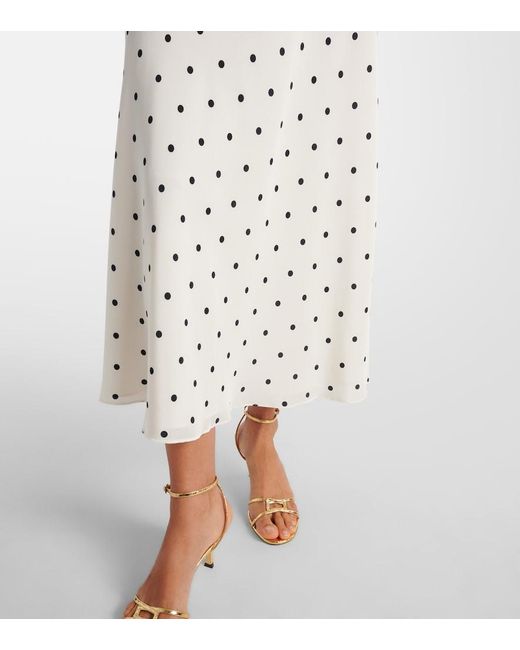 Alessandra Rich White Polka-Dot Silk Midi Dress