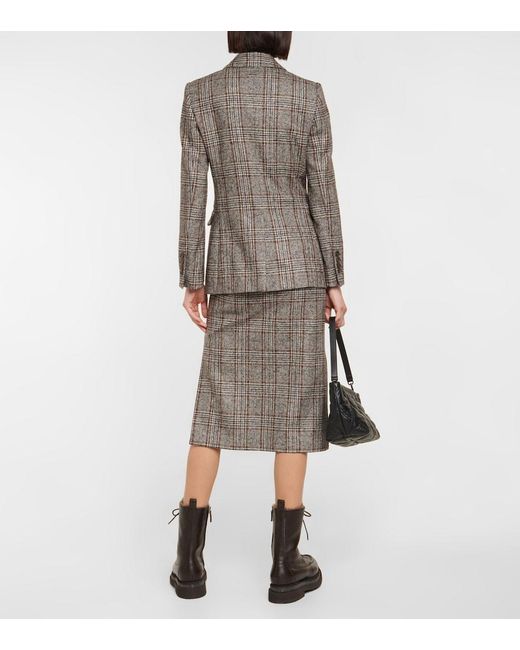Brunello Cucinelli Brown Double-breasted Wool-blend Blazer
