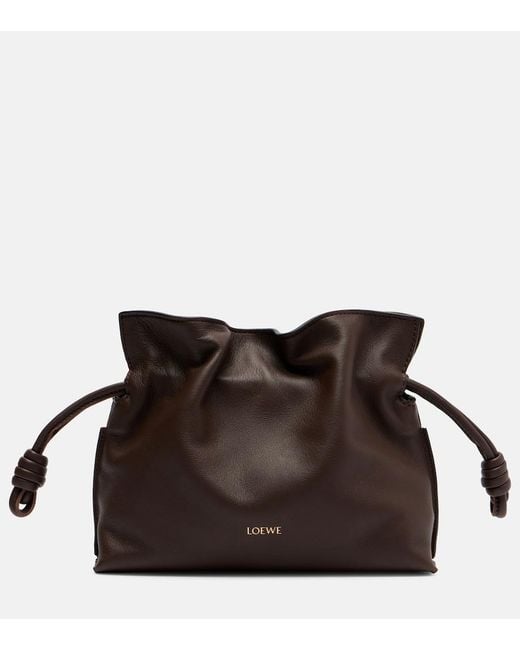 Loewe Brown Flamenco Mini Leather Clutch