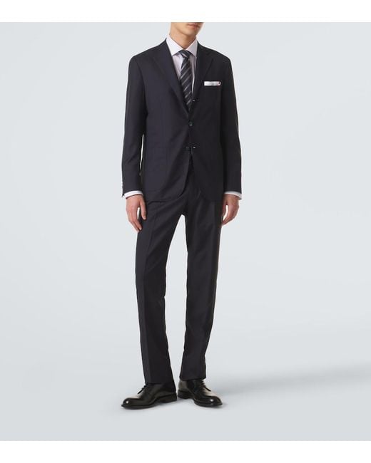 Kiton Blue Wool Suit for men