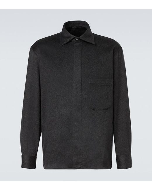 Saman Amel Black Cashmere Overshirt for men