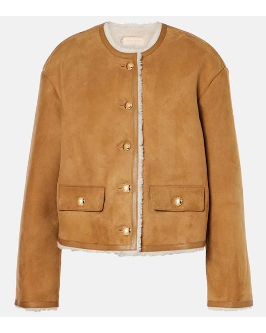 Nili Lotan Brown Zanie Shearling-Lined Suede Jacket