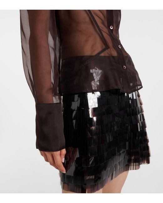 Staud Brown Aida Sheer Silk Organza Shirt