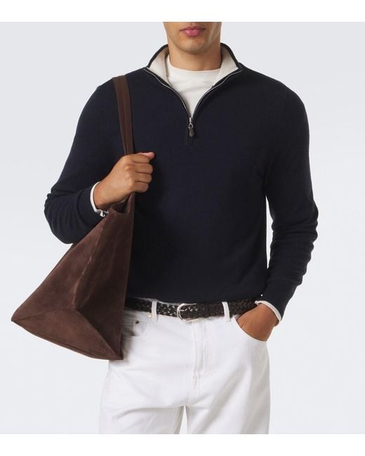 arch4 Blue Mr Fenchurch Cashmere Half-Zip Sweater for men