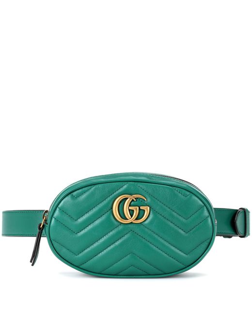 Gucci Green Gg Marmont Leather Belt Bag