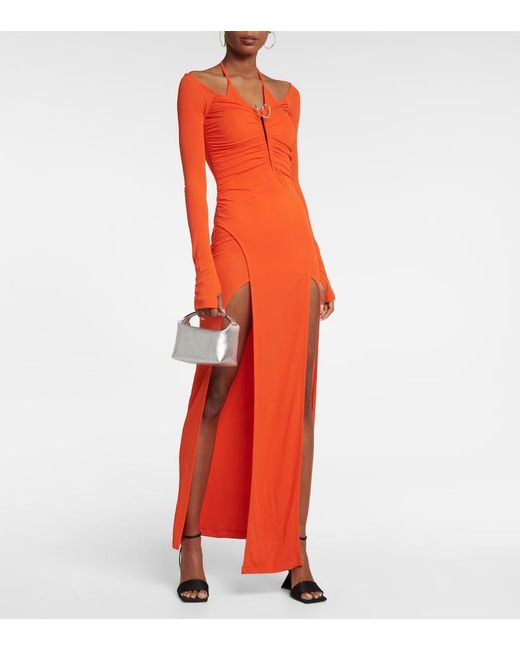 Dion Lee Orange Mobius Slit Jersey Gown
