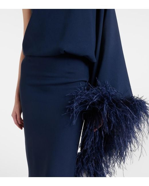 Taller Marmo Blue Feathered Eternity Maxi Dress