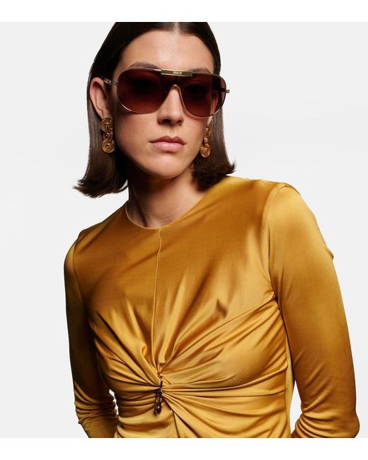 Versace Brown Greca Flow Shield Sunglasses