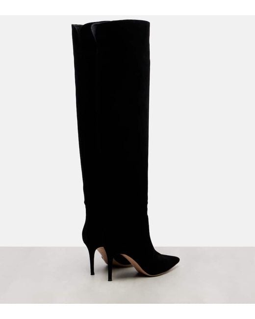 Gianvito Rossi Black Hansen 85 Suede Knee-High Boots