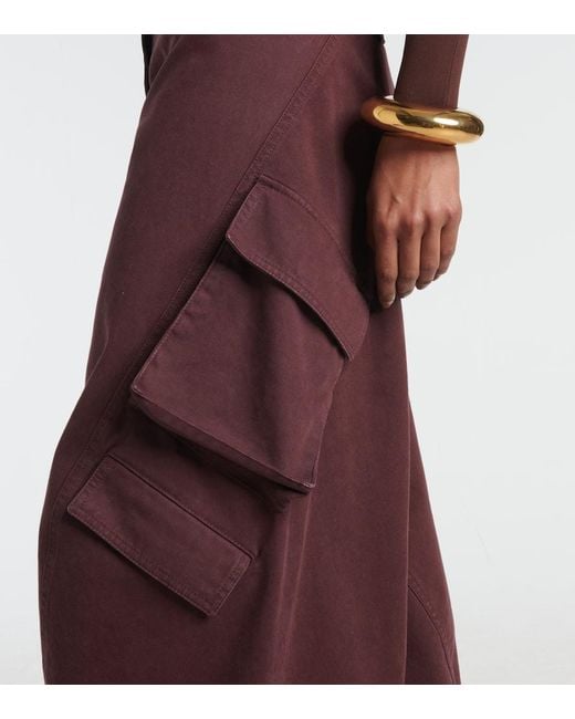 Alaïa Purple Cotton Twill Cargo Pants