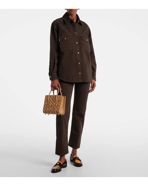 Christian Louboutin Brown Paloma Studded Suede Tote Bag