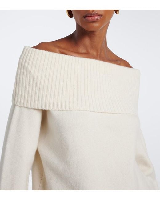 Loulou de Saison Natural Sibyl Off-Shoulder Cashmere-Blend Sweater