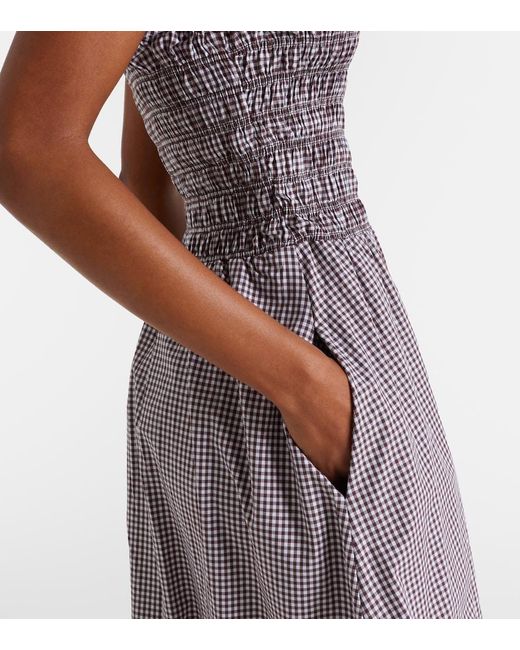 Faithfull The Brand Purple Eudora Gingham Cotton-Blend Maxi Dress
