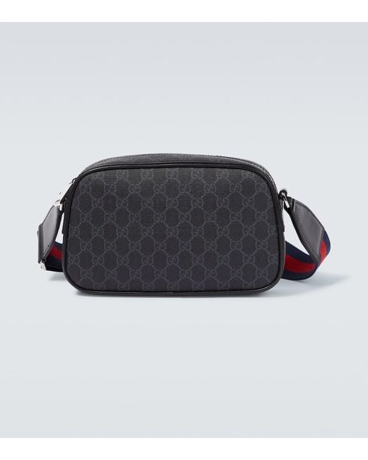 Gucci Black Web Stripe Gg Canvas Crossbody Bag for men