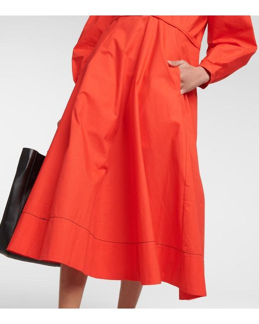 Proenza Schouler Red White Label Cotton Poplin Midi Dress