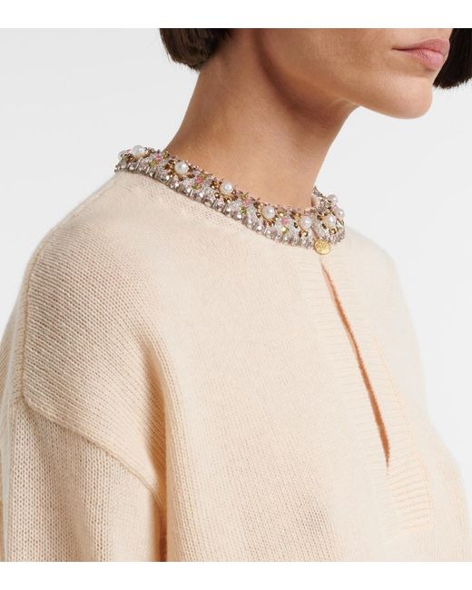 Valentino Natural Embellished Virgin Wool Sweater