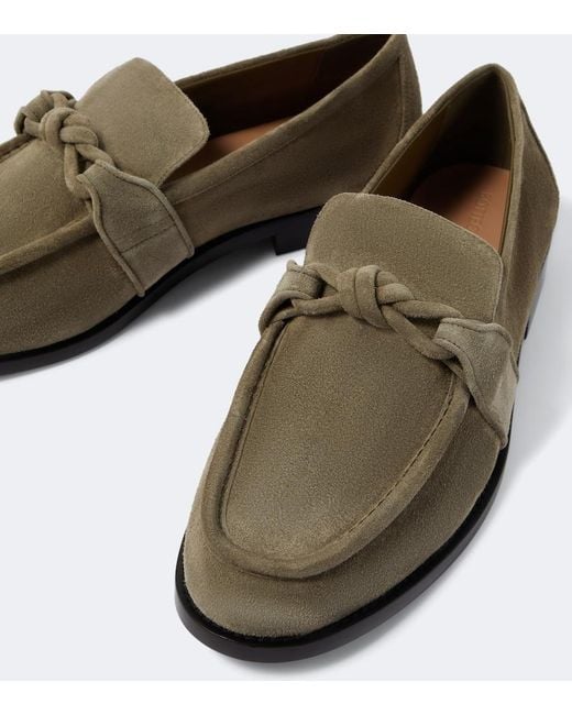 Bottega Veneta Green Astaire Knot Suede Loafers for men