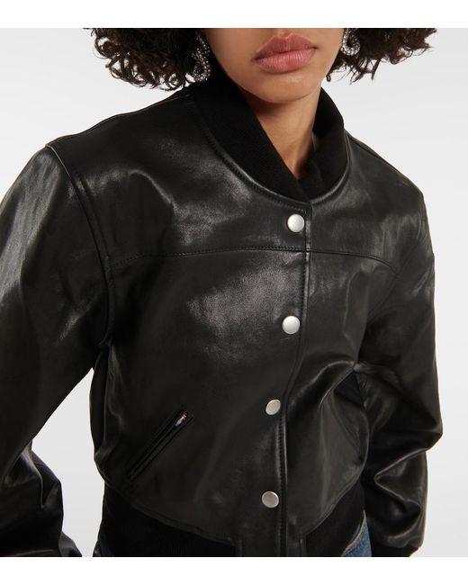 Isabel Marant Black Adriel Leather Bomber Jacket