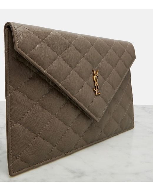 Saint Laurent Natural Paris Leather Clutch