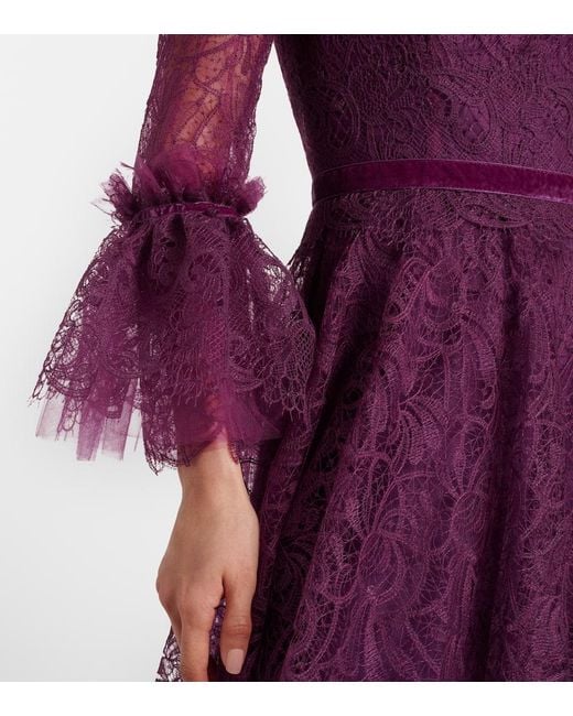 Costarellos Purple Lace Gown