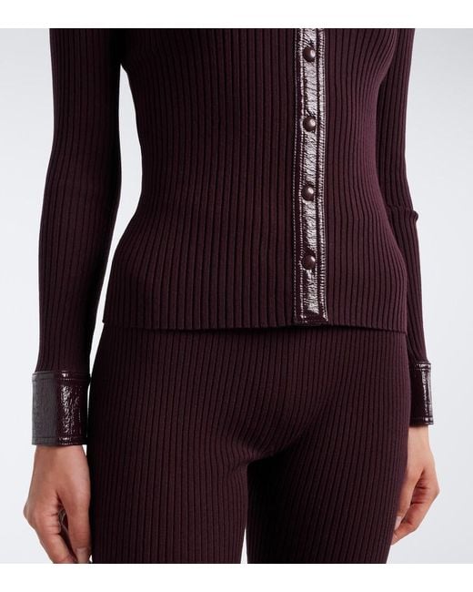 Courreges Blue Ribbed-Knit Cardigan
