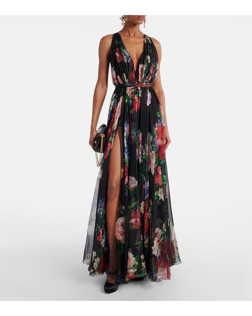 Dolce & Gabbana Black Robe Aus Seidenchiffon