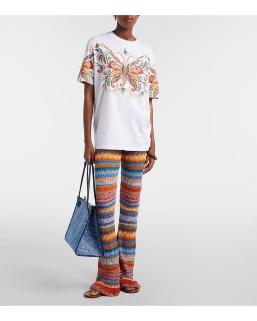 Etro White Printed Cotton Jersey T-Shirt