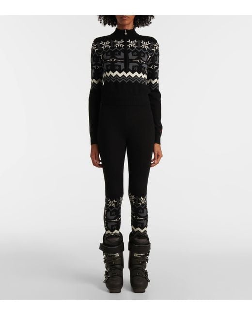 Perfect Moment Black Nordic Intarsia Wool Half-Zip Sweater