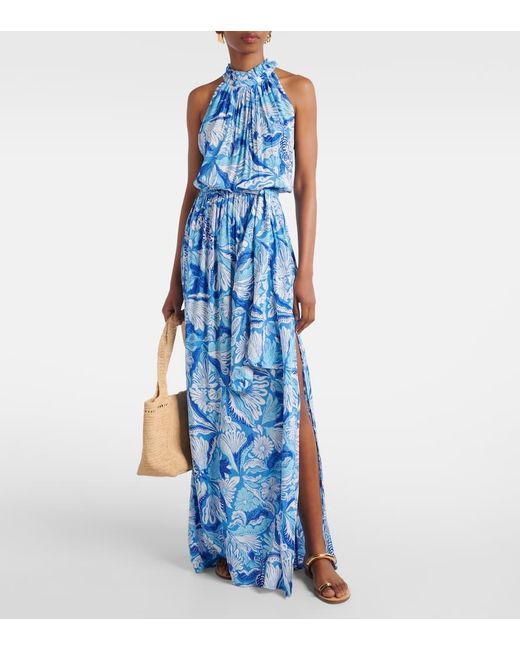 Poupette Blue Bedrucktes Maxikleid Bianca