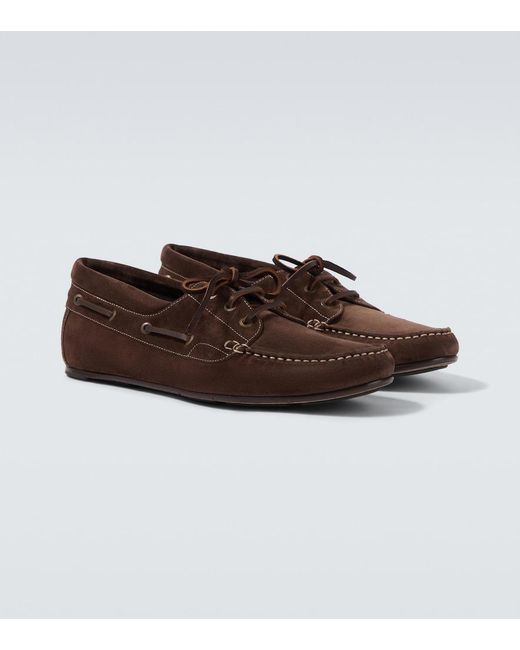 Manolo Blahnik Brown Marino Suede Loafers for men