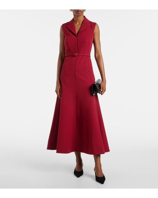 Roland Mouret Red Crepe Midi Dress