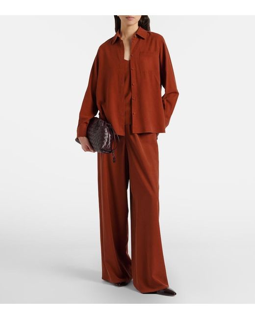 Max Mara Brown Cotton Wide-Leg Pants