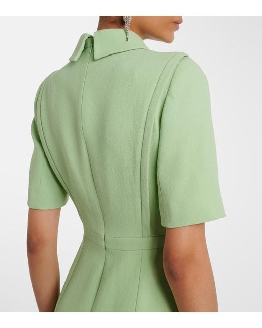 Emilia Wickstead Green Valletta Wool Crepe Midi Dress