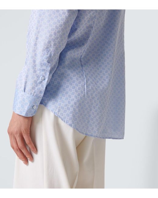 Etro Blue Printed Cotton Shirt for men