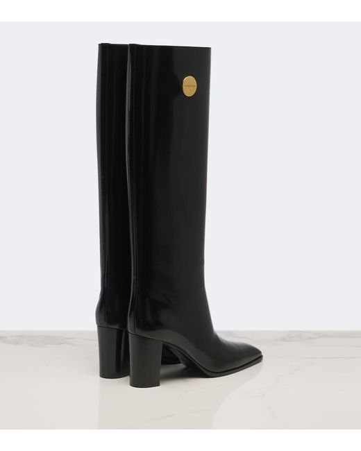 Saint Laurent Black Louis Leather Knee-High Boots