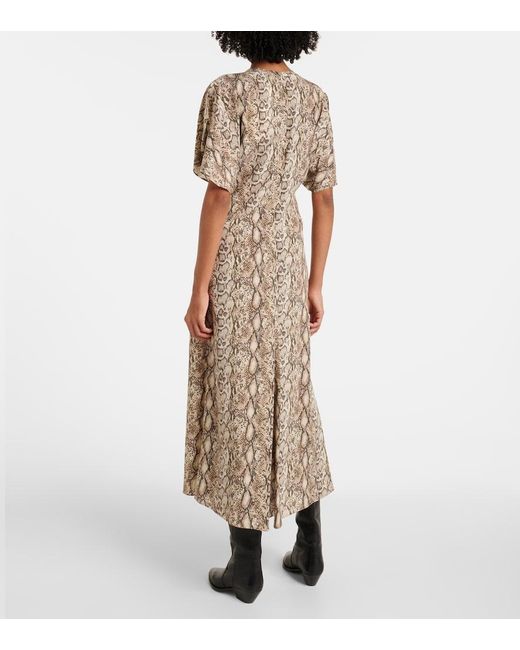 Isabel Marant Natural Keany Printed Silk-Blend Midi Dress