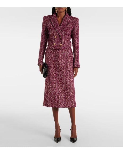 Jupe Midi En Tweed A Sequins Alessandra Rich en coloris Purple