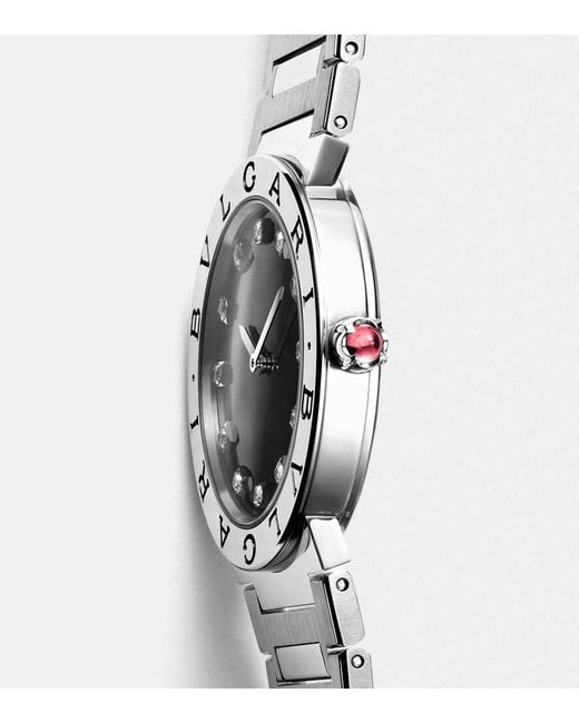 BVLGARI Metallic Uhr Lady Mit Diamanten Und Rubellit