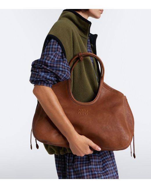 Miu Miu Brown Ivy Leather Shoulder Bag