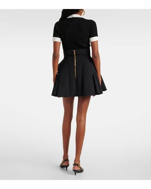 Balmain Blue Virgin Wool Grain De Poudre Miniskirt