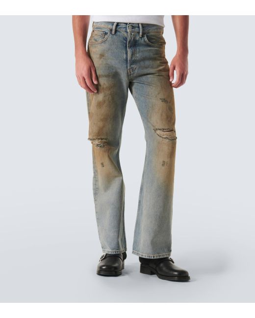 Acne Blue 2021M Distressed Wide-Leg Jeans for men