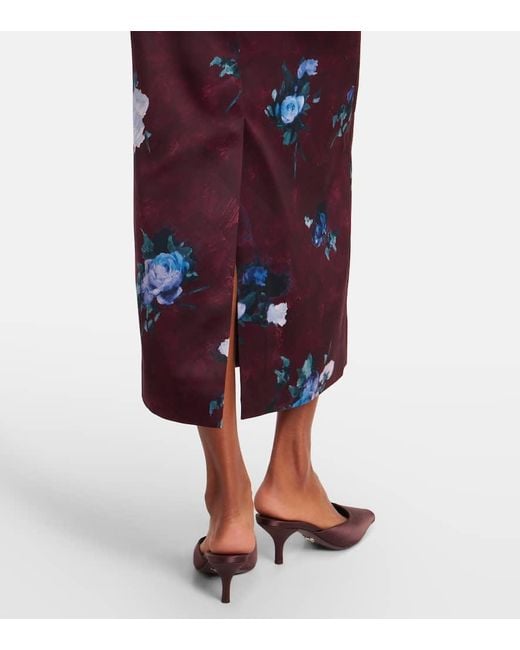 Erdem Purple Floral Sleeveless Woven Midi Dress