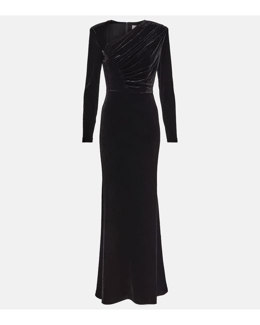 Roland Mouret Black Asymmetrical Velvet Gown