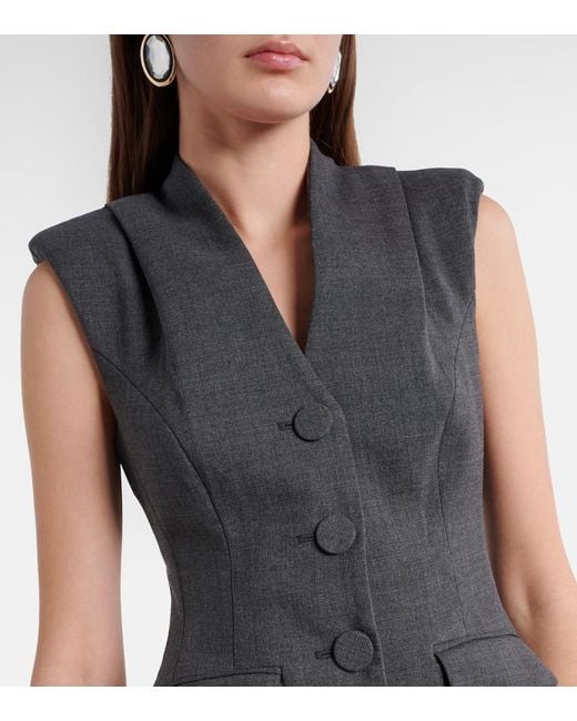 Self-Portrait Gray Peplum Satin Gown