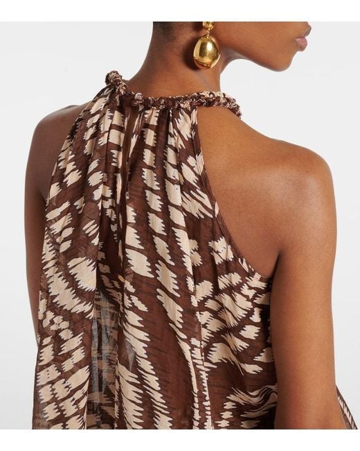 Top Halter Cleo De Algodon Estampado Poupette de color Brown
