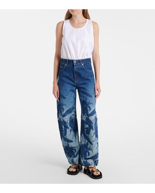 Loewe Blue Paula's Ibiza Printed Barrel-Leg Jeans