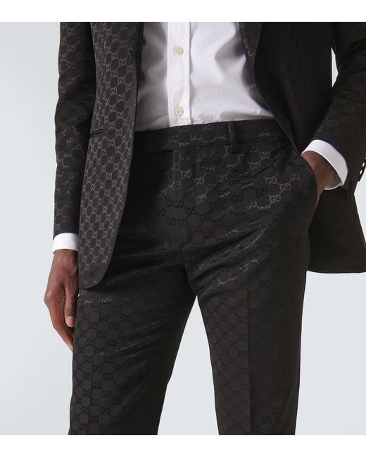 Gucci Black Gg Cotton-Blend Straight Pants for men