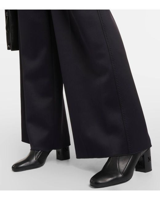 Max Mara Black Zinnia Pleated Jersey Wide-leg Pants