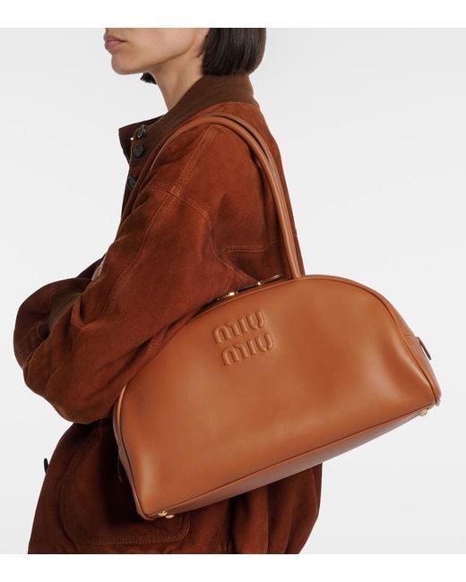 Miu Miu Brown Beau Large Leather Shoulder Bag