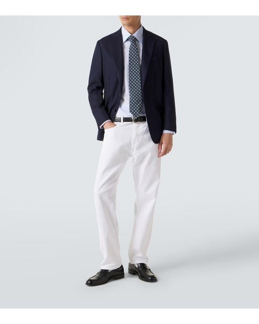 Thom Sweeney Blue Cotton Shirt for men